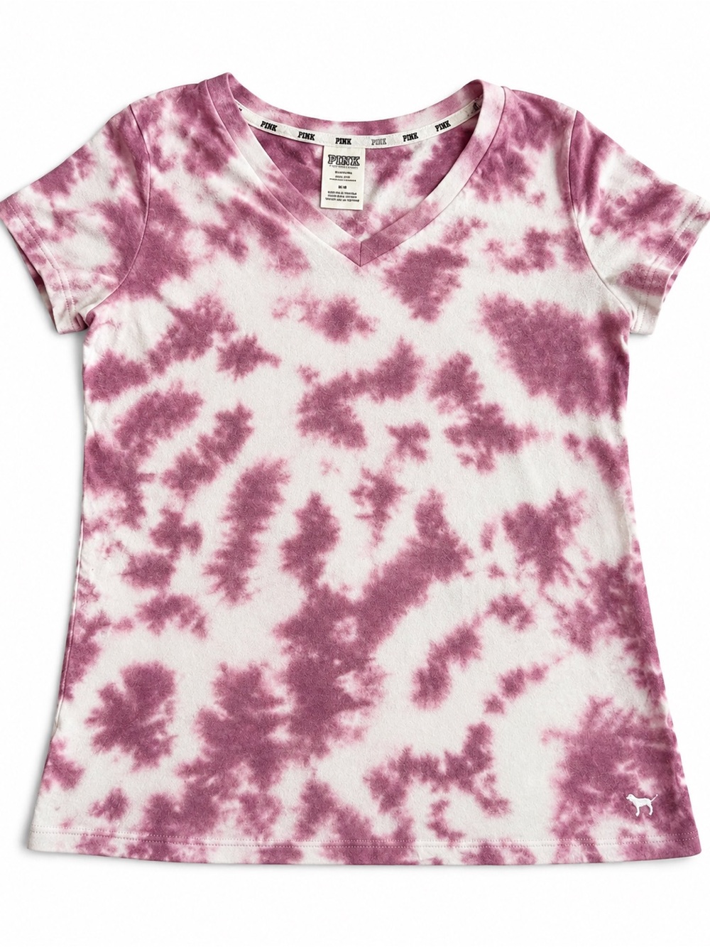 PINK by Victoria's Secret pink & white tie-dye V-neck tee